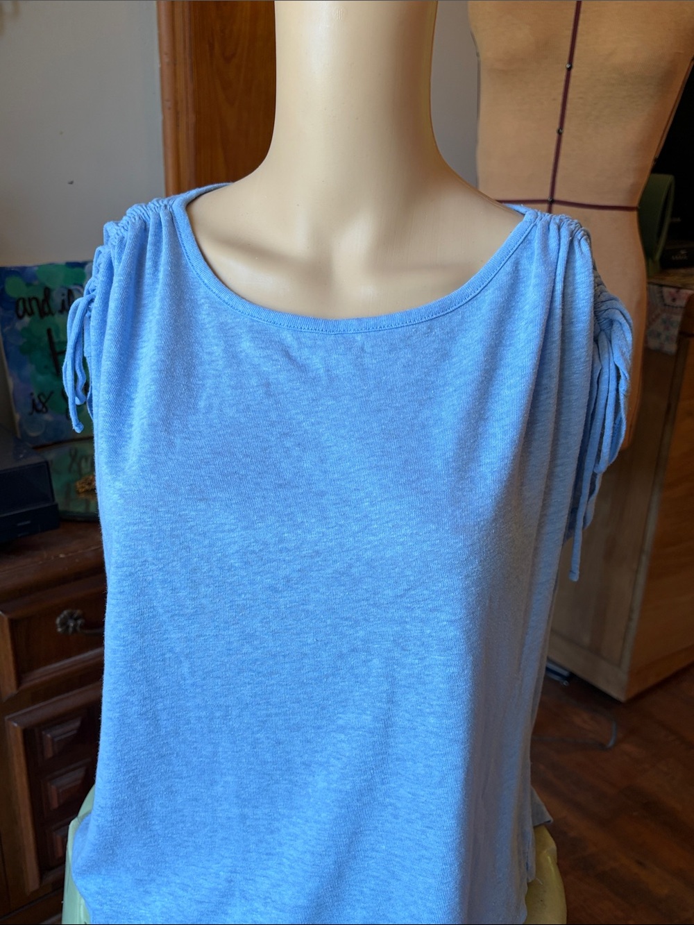 Joie Light Blue Short Sleeve Tie-Shoulder Tee